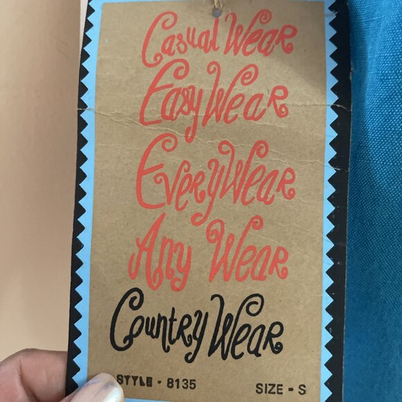 Vintage 90s Embellished Linen Blend Top Women's S Blue Sequins Fairy Artsy NOS - Picture 6 of 13